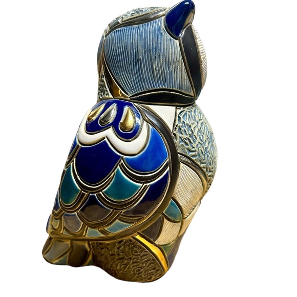 De Rosa Rinconada Blue owl figurine, collectible ornament, artisan art sculpture - Picture 7 of 12